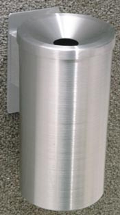 Wall Mounting Cigarette Ashtray with a Funnel Top - Satin Aluminum  - F442 SA