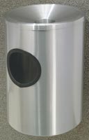 Wall Mounted Cigarette Ash Trash Combo Receptacle with Funnel Top - Satin Aluminum F812 SA