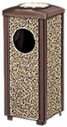 Ashtray and Trash Receptacle with Stone Panels - Suare