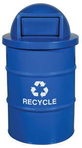 Metal Drum Waste Receptacle - Blue Recycle